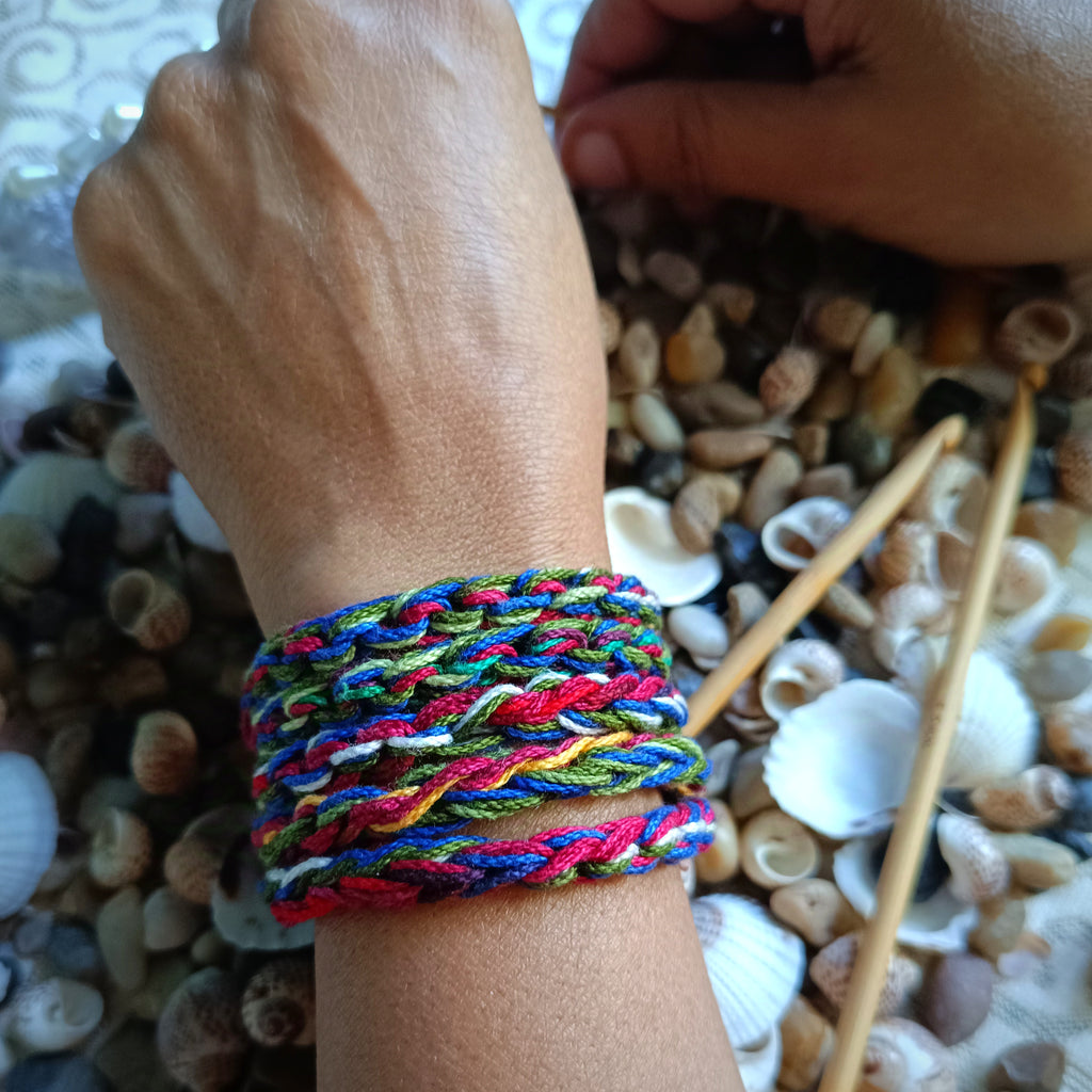 Multicolor Bracelet - Handmade Crochet Wrap-Around Jewellery