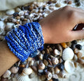 Ocean Blue Bracelet Multi Corded - Handmade Crochet Shaded Bracelet