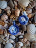 Ocean Blue Dangling Earrings - Handmade Crochet Beaded & Shaded Dangling Earrings