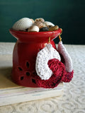 Maroon & White Earrings - Handmade Crochet Dangling Jewellery